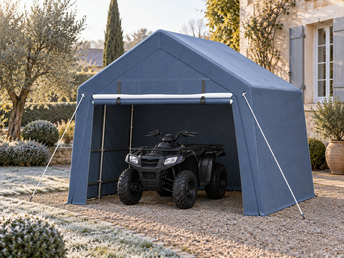 Tente-garage mobile 3x3 m un matin de gel léger, quad à l'abri